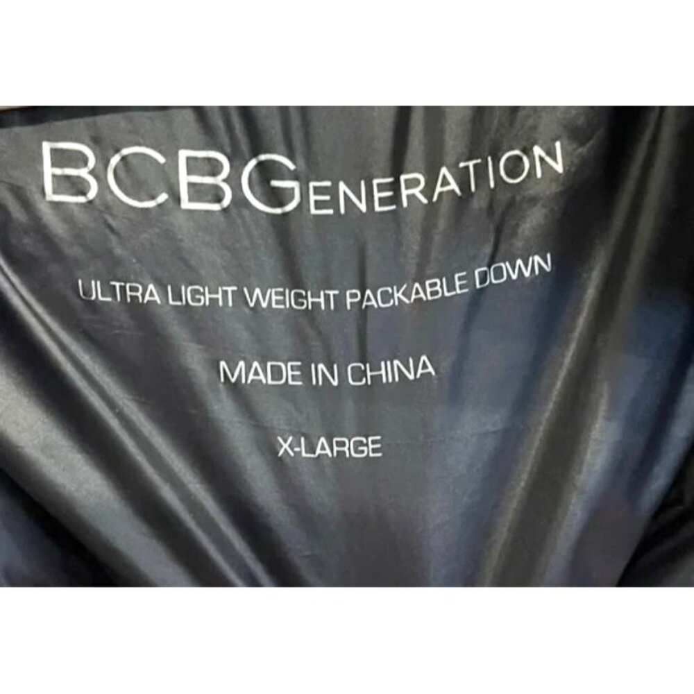 BCBGeneration Hooded Down Puffer Jacket Green Ultra Light Weight Packable Sz XL - Picture 9 of 9